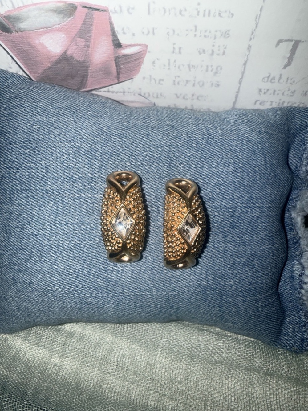 Swarovski Gold-Tone Huggie Earrings with Clear Crystal Accents
